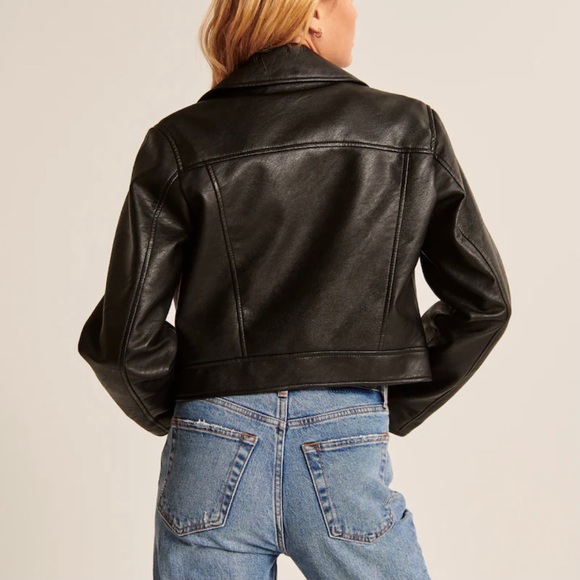 Abercrombie vegan leather wedge biker jacket - Picture 5 of 7